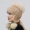 Genuine Mink Fur Hat For Women Winter Hats Wholesale 100% Real Fur Hat Women Winter Knitted Fluffy Outdoor Knitted Earflap Hat