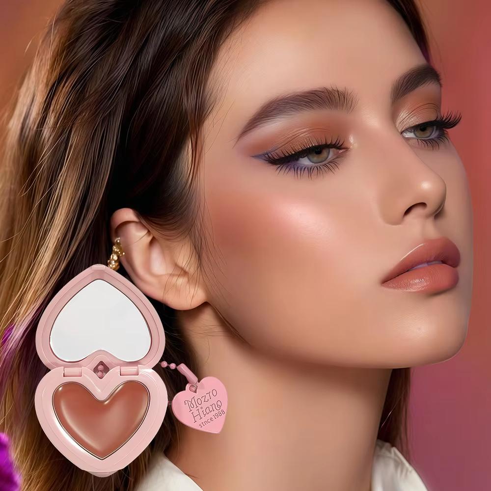 SAM SUGAR 3-Color Lip & Cheek Dual-Use Heart-Shaped Blush Stick Natural Contouring & Brightening Highlighter Blush