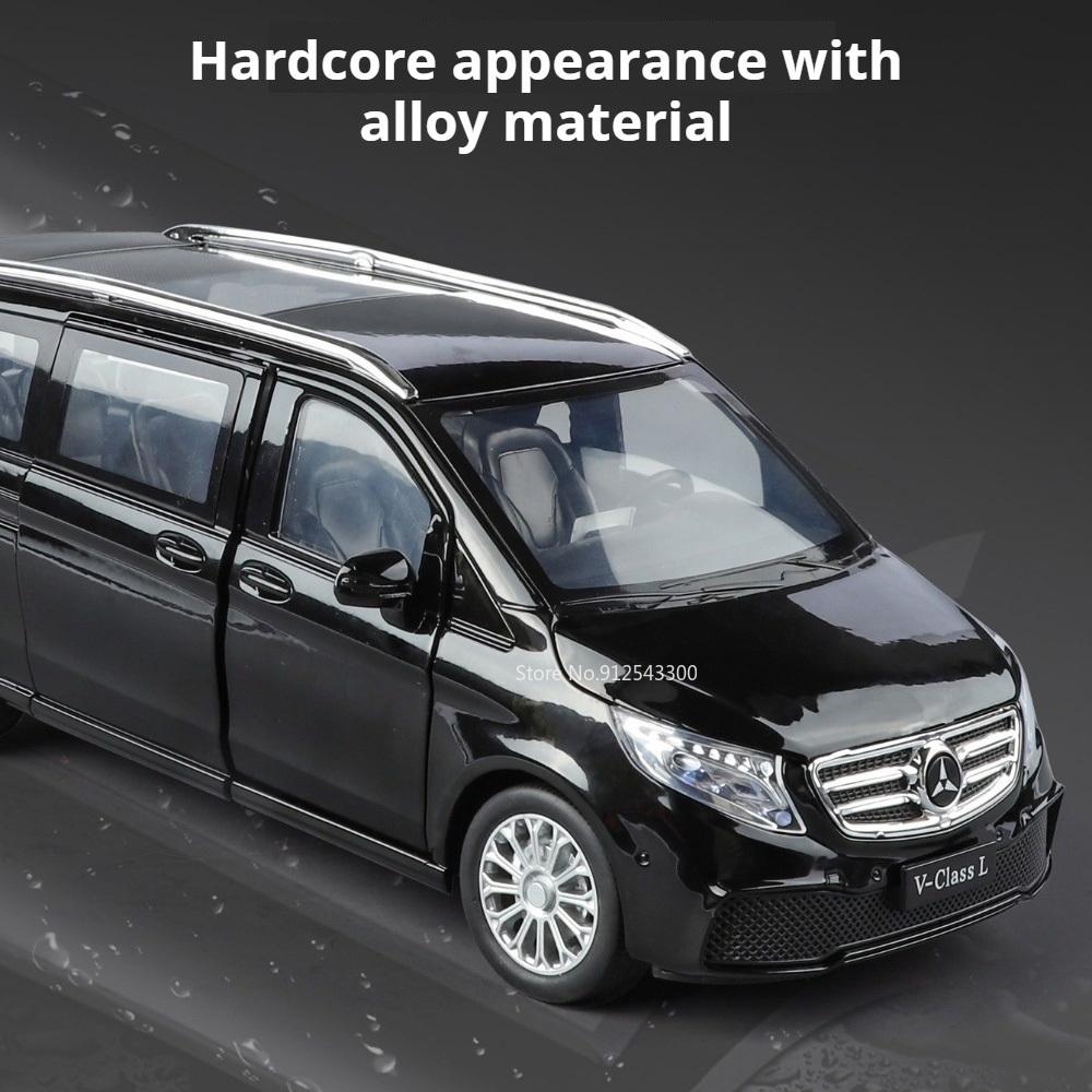 1:24 Scale V260L Vellfire Business Car Model Toy Metal Diecast Doors Opened MPV Models Sound Light Cars Collectible Item