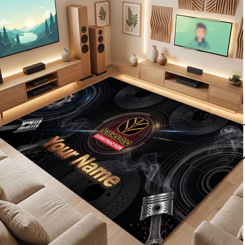 New Holland Personalized Crystal Velvet Carpet, Customized Name Text Soft Anti‑Slip Rug for Living Room Bedroom