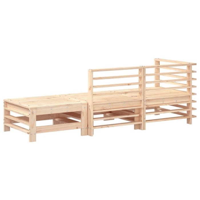 VidaXL Salon de Jardin 3 pcs, Canapés avec Repose-pieds, Sièges avec Dossier et Accoudoir, Meubles de Terrasse Patio, Bois 825646
