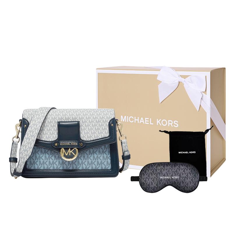 New MICHAEL KORS Jessie Artificial Leather Envelope Bag, Crossbody Bag, Shoulder Bag Women's Light Blue/Marine Blue/White 30S0GI6L2V-436