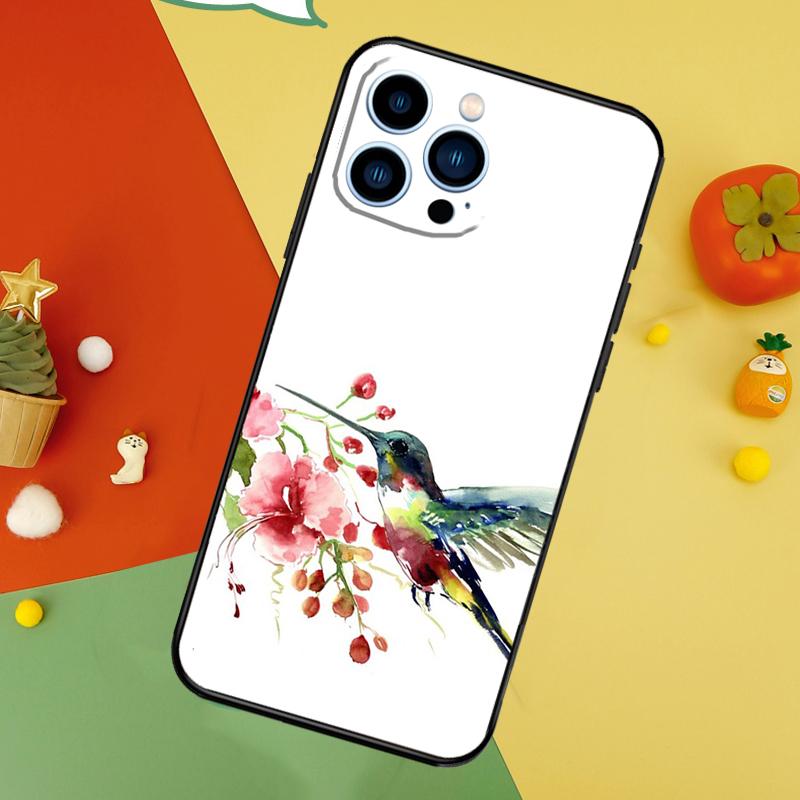 Hummingbird and Flowers Phone Case For iPhone 17 Pro Max 16 15 14 12 11 13 Pro Max Plus 12 13 Mini 16e 17 Air Cover
