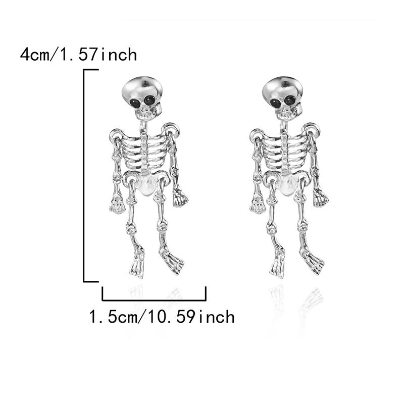 Halloweenská koruna Lebka Kostra Visací náušnice pro ženy Gotické visací náušnice Punkový šperk Dárek