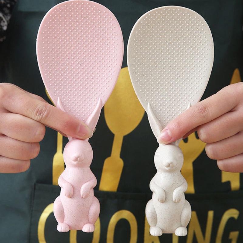 Home Wheat Straw Rice Spoon Can Stand Up Rabbit Rice Shovel Rice Cooker Rice Spoon Creative Non-Stick Rice Cartoon Rice Spoon