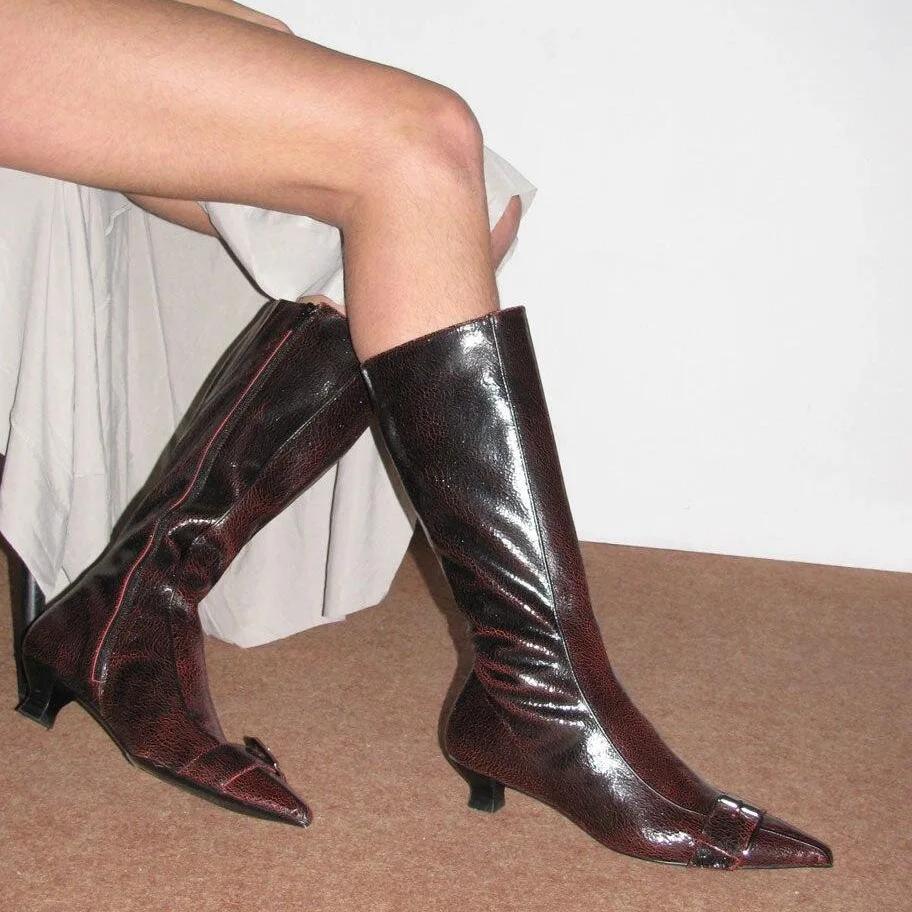 

2025 Дизайнерские Зимние Женские Высокие Сапоги Модные Сапоги с Острым Носком Длинные Сапоги Обувь Женские Элегантные Изящные и Изящные Женские Рыцарские Ботильоны 40