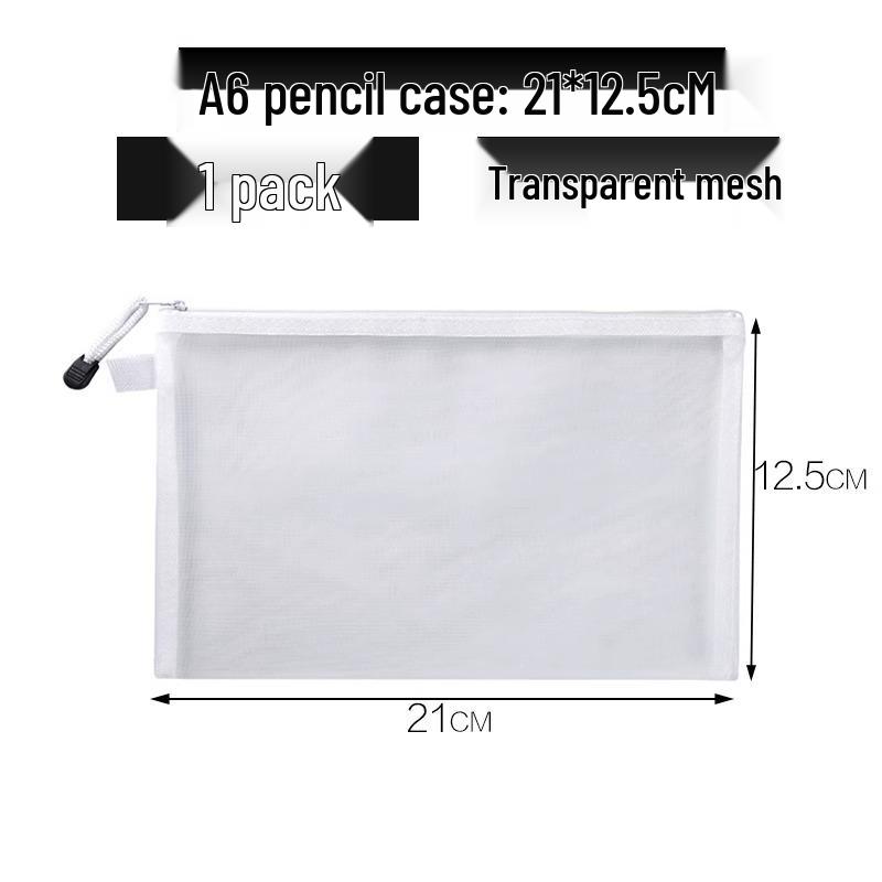 Large Capacity Transparent Pencil Case for Students - Mesh Stationery Bag