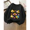 European Sizes Kids' Crewneck Sweatshirt - Cute Bees And Flowers Pattern , Sportswear And Casual Wear, Soft And Comfortable