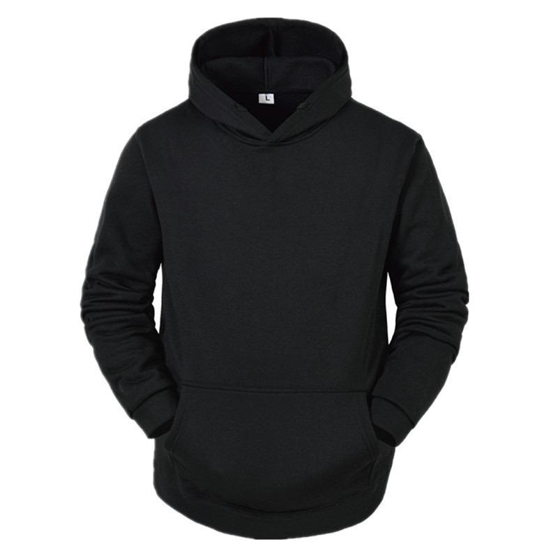 Men S Fleece Solid Color Hooded Pullover Sweatshirt Casual European Size