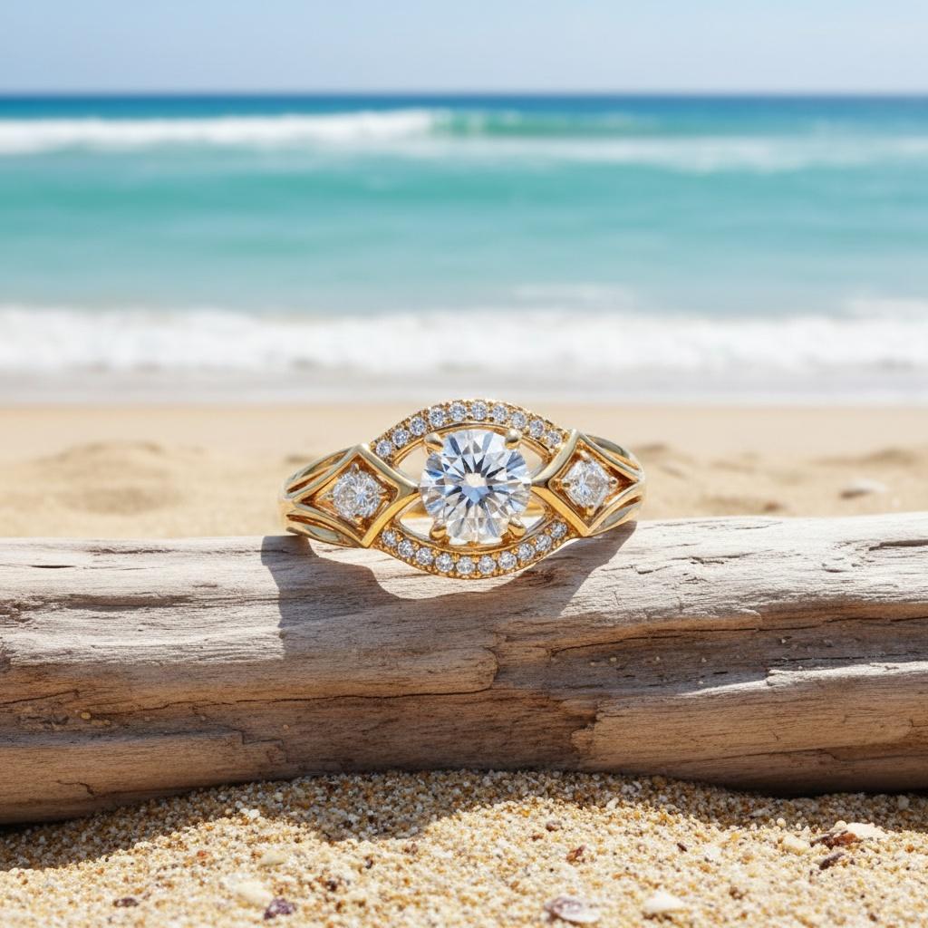 Elegant Women's Engagement Ring Exquisite Unique Design Vintage Bohemian Style Synthetic Gemstone Plated KC Gold Suitable for daily wear and party