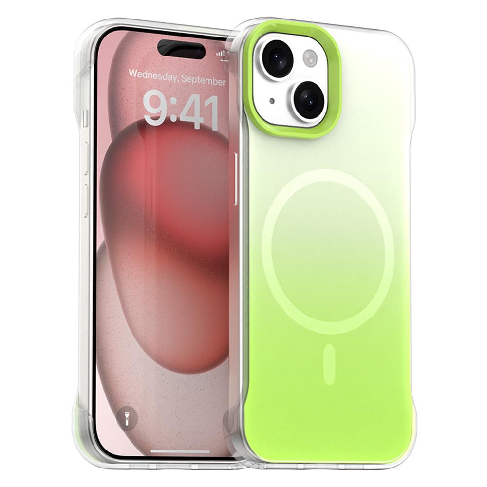 For iPhone 15 Plus/14 Plus Magnetic Case Gradient Design Borderless IMD TPU+PC+PET Phone Cover