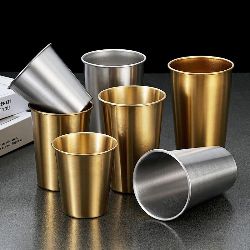 Gold 304 Stainless Steel Beer Mug - Single Layer, Stackable Outdoor Cup for Cold Drinks