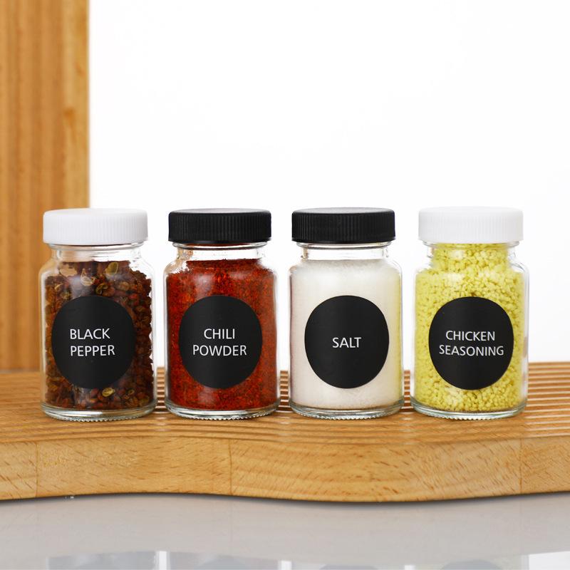 Round Glass Seasoning Dispenser Jar with Sealed Lid for BBQ and Household Spices