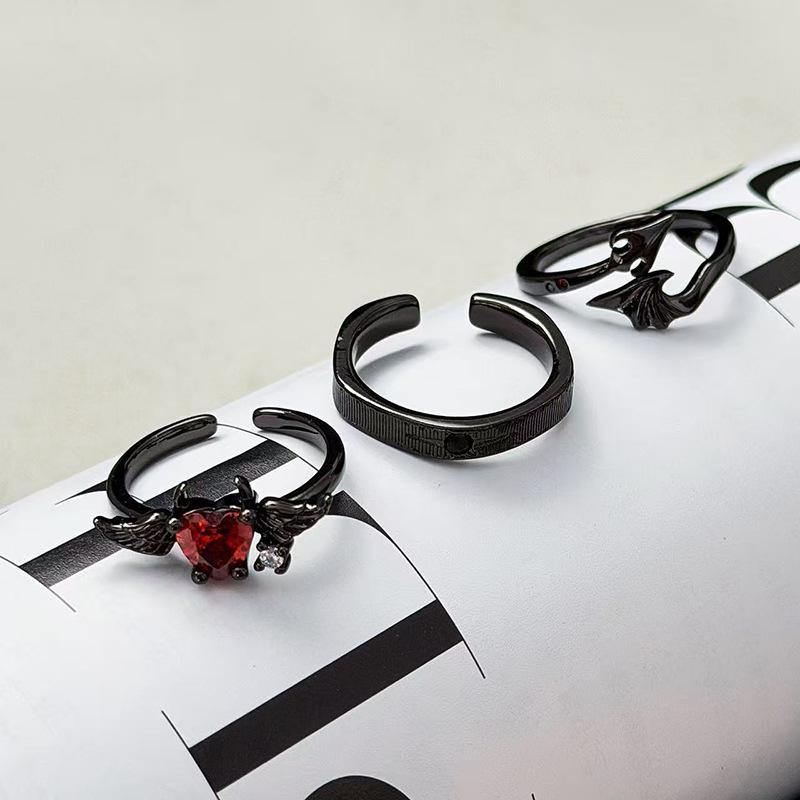 "Minimalist Dark Purple" Dark Punk Personality Delicate Zircon Ring Women'S Temperament Sweet Cool Wind Index Finger Ring