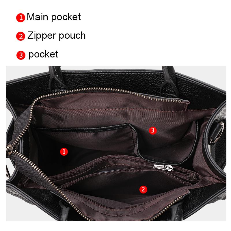 Aidrani Nová dámská kabelka s potiskem písmen Módní a všestranná Velkokapacitní čtvercová taška z hovězí kůže