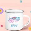 Regenbogen-Wolken-Print Emaille Kaffeetasse Wasser-Milch-Becher Personalisierter Name Kindergeburtstag Party Dekoration Weihnachten Kindertag Neujahrsgeschenk