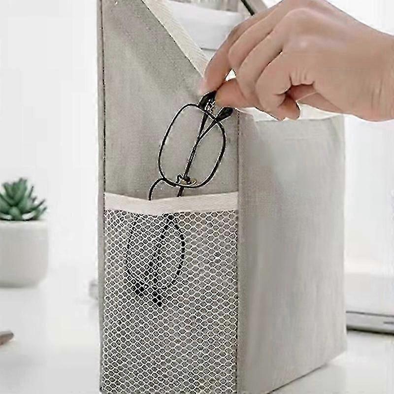 2pcs Cotton Linen Wallmounted Storage Bag Wall Hanging Organizer Book Magazine Holder