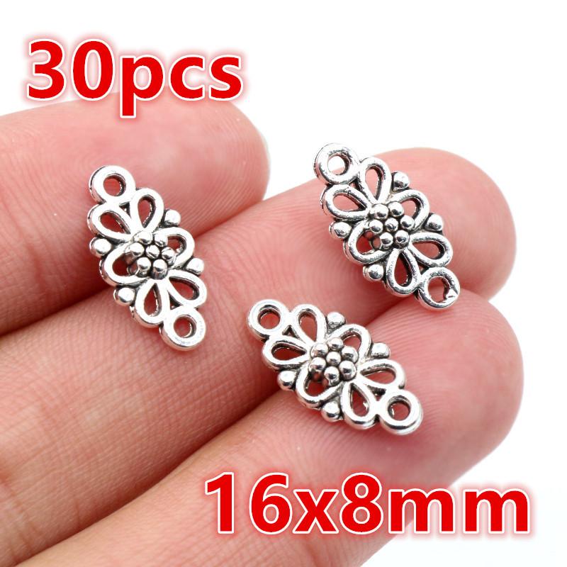 10-30pcs Alloy Metal Flower Charm Pendant Connector DIY Jewelry Making Accessories for Necklace Bracelet Connectors