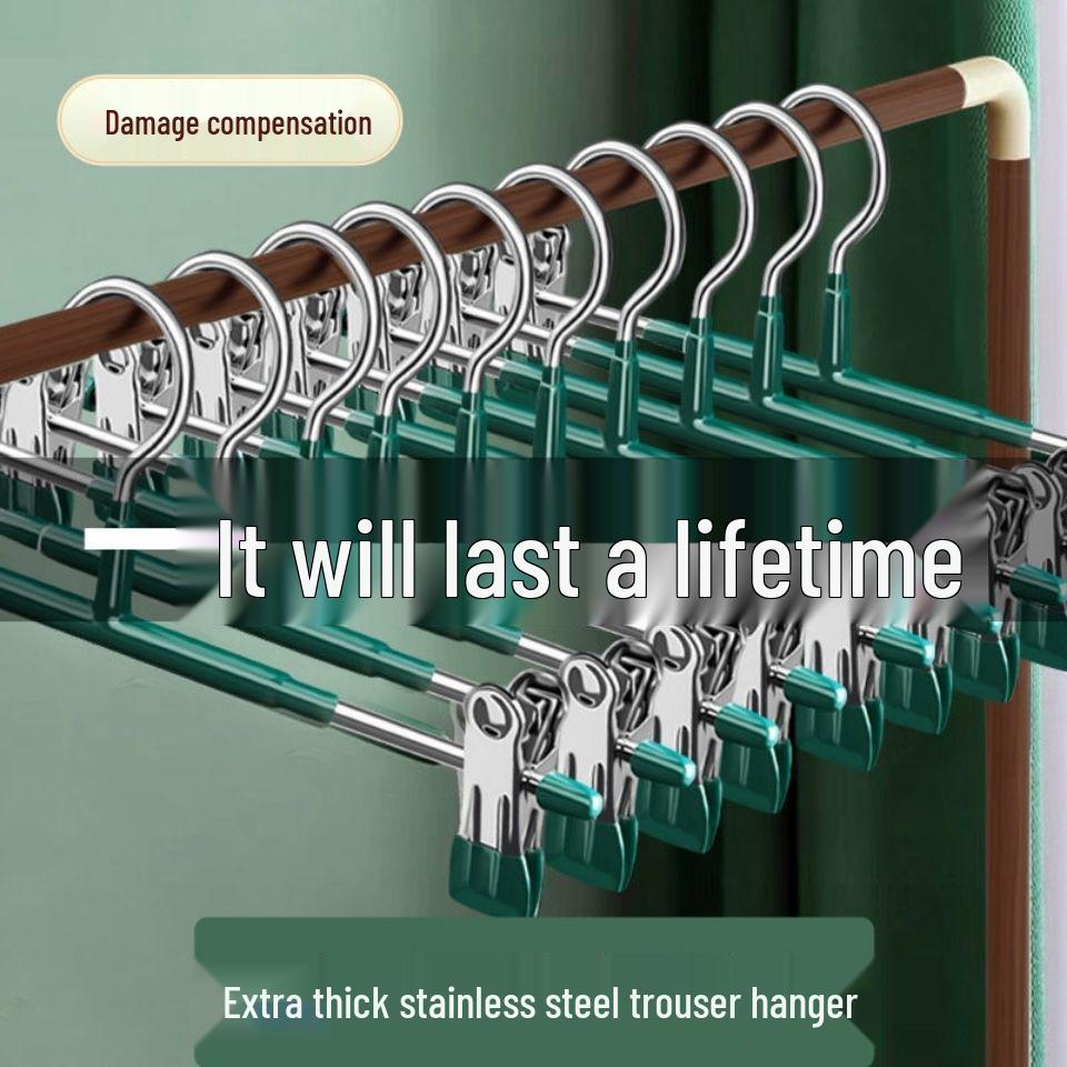 High-Grade Plastic-Coated Stainless Steel Trouser and Sock Clips - Reinforced, Non-Marking, Strong Grip Hangers. Thickened Anti-slip Trouser Clip - Shining Black