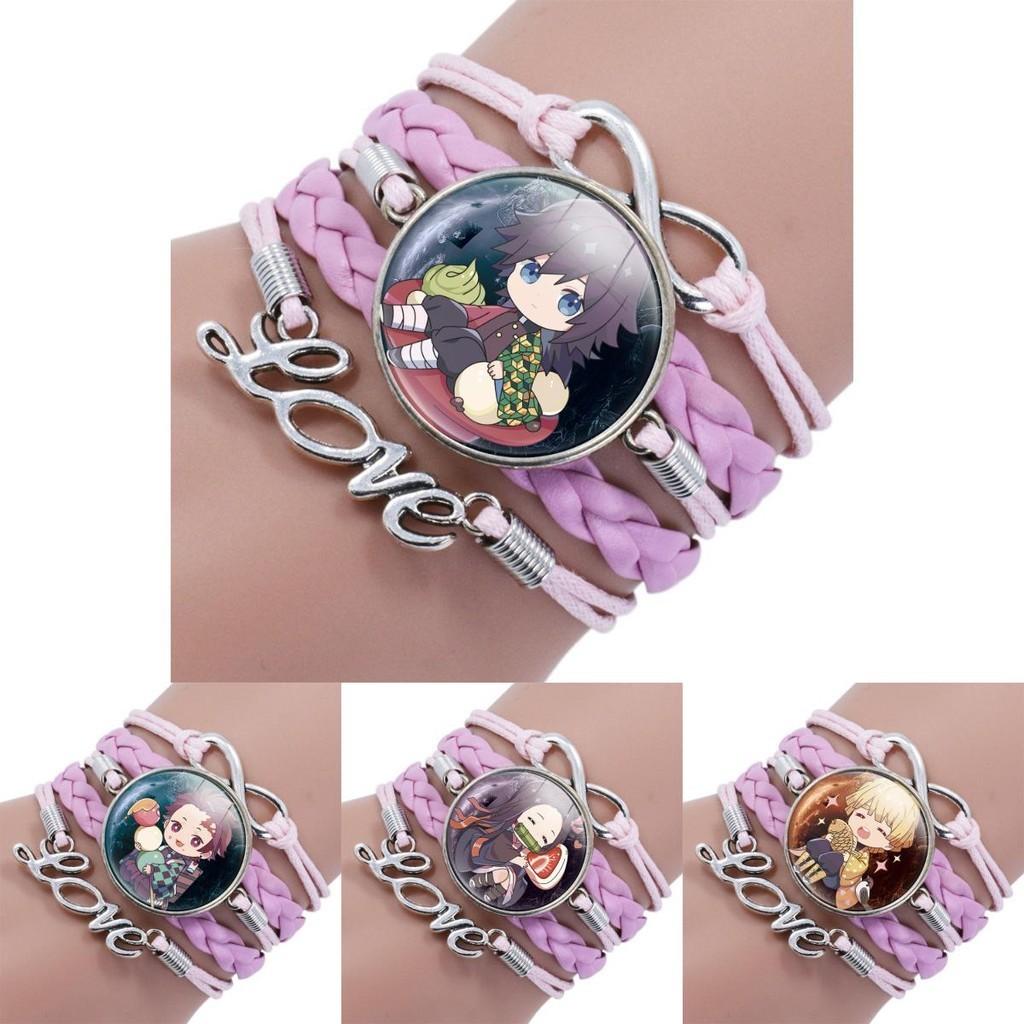 Slayer Demon Bracelet Alloy Glass Pendant Multilayer Woven Accessories Anime