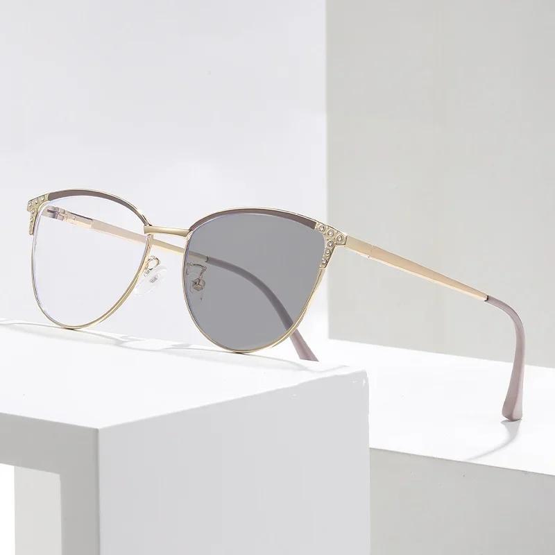 

Versatile Photochromic Cat-eye Myopia Eyeglasses for Women and Men Personality Ultra Light Comfortable Anti-Blue Light Eyeglasses 0