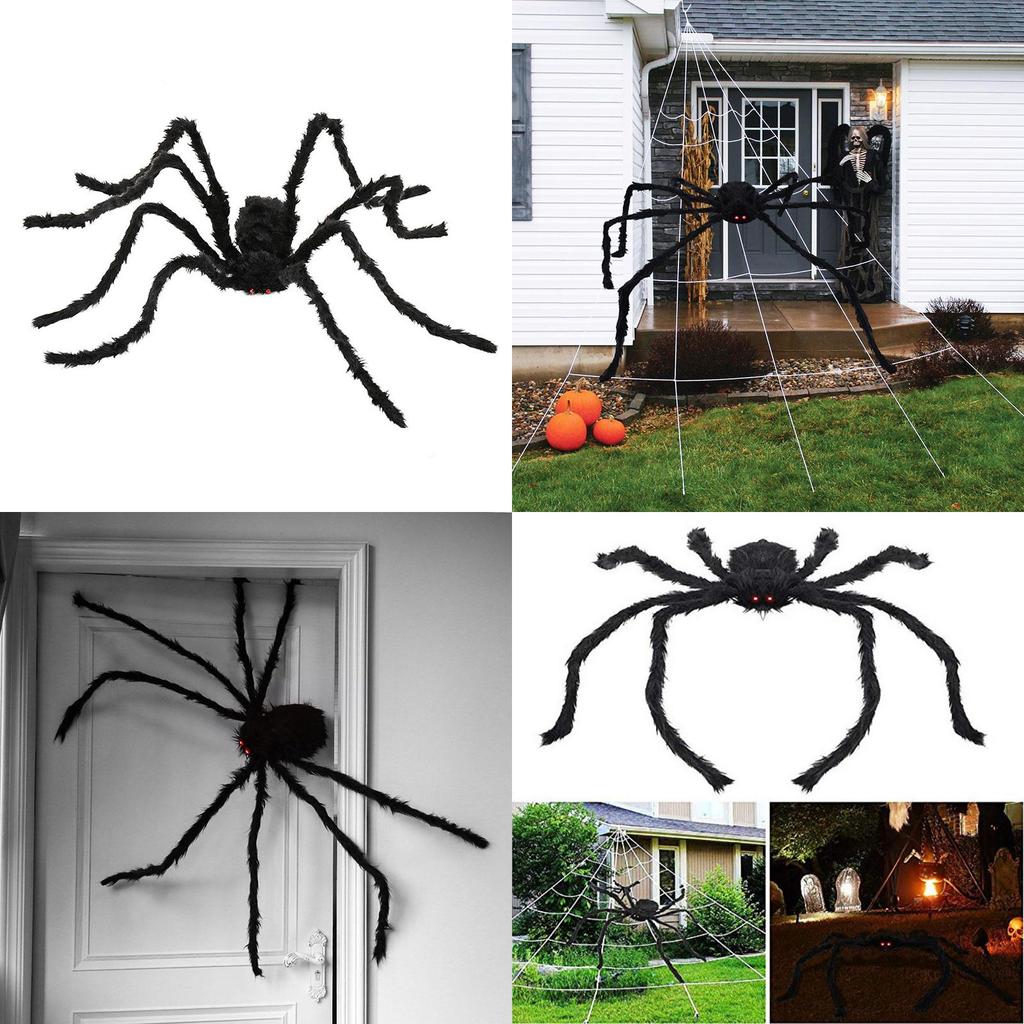 Scary Black Spider With Long Hairy Legs For Spooky Halloween Indoor Outdoor Decor