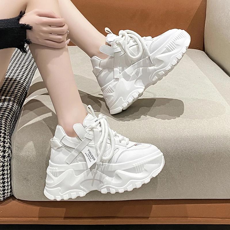 Fashion Autumn Women's Sneakers New Breathable High Platform Shoes Woman Ladies Vulcanize Casual Chunky Sneakers Zapatillas Mujer 8CM