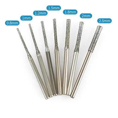 5 PCS 0.8-2.5mm Diamond Coated Drill Bits 2.35mm Shank For Glass Jade Amber Glass Diamond Punching Needle
