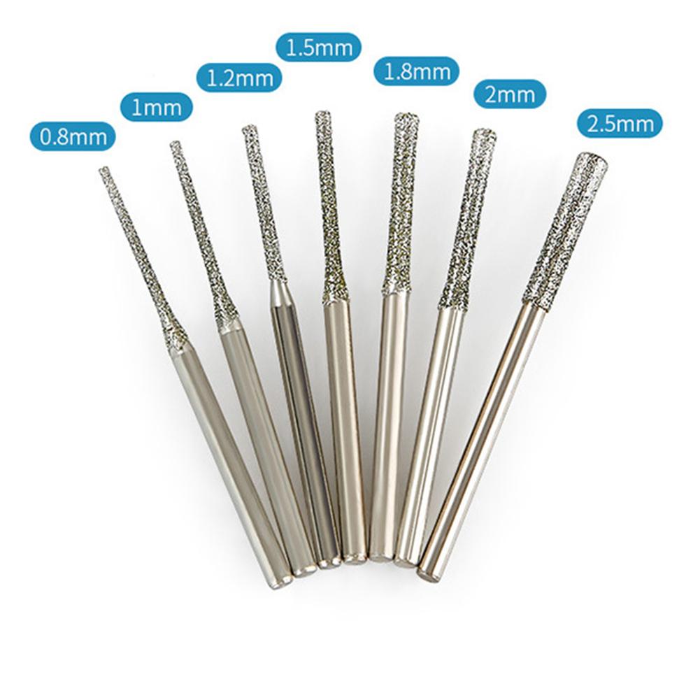 5 PCS 0.8-2.5mm Diamond Coated Drill Bits 2.35mm Shank For Glass Jade Amber Glass Diamond Punching Needle