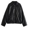 Giacche da Donna Giacca Corta in Ecopelle da Donna Autunno Manica Lunga Giubbotti Bomber Neri Moda Giacca Demi-Stagione