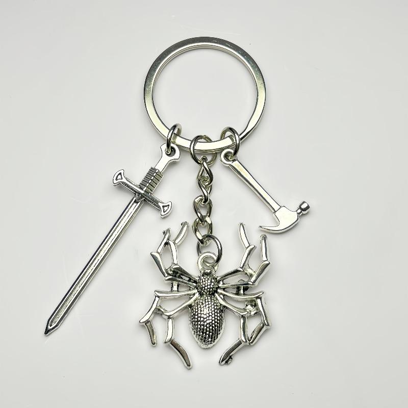 Gothic Dark Horror Spider Keychain - Halloween Insect Accessory