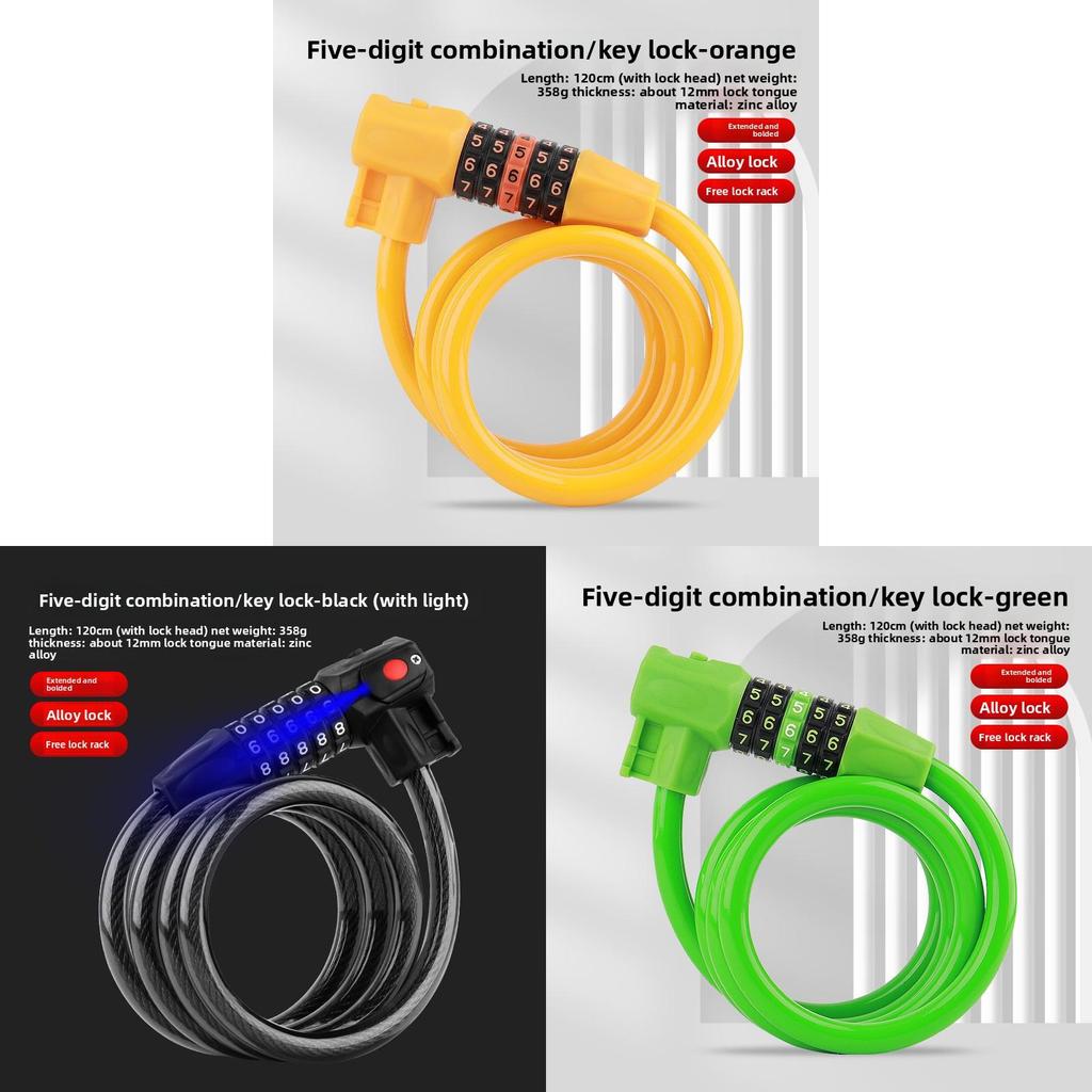 Bicycle Lock With Code Key Locking System For Mountain And Road Cycling Security