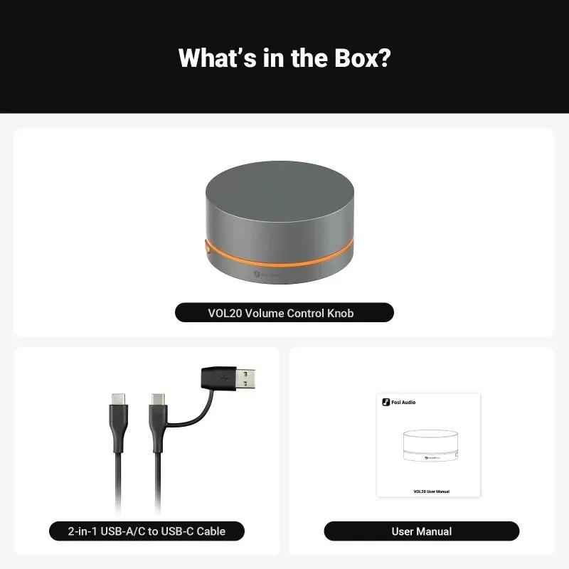 Fosi Audio VOL20 Bluetooth Knob Versatile Desktop Volume Controller RGB Lighting USB for PC/Gaming/Desktop Multi-Function Button