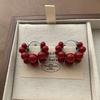 Red Beaded Love Earrings Earrings Premium Classic Flourishing Festive New Earrings