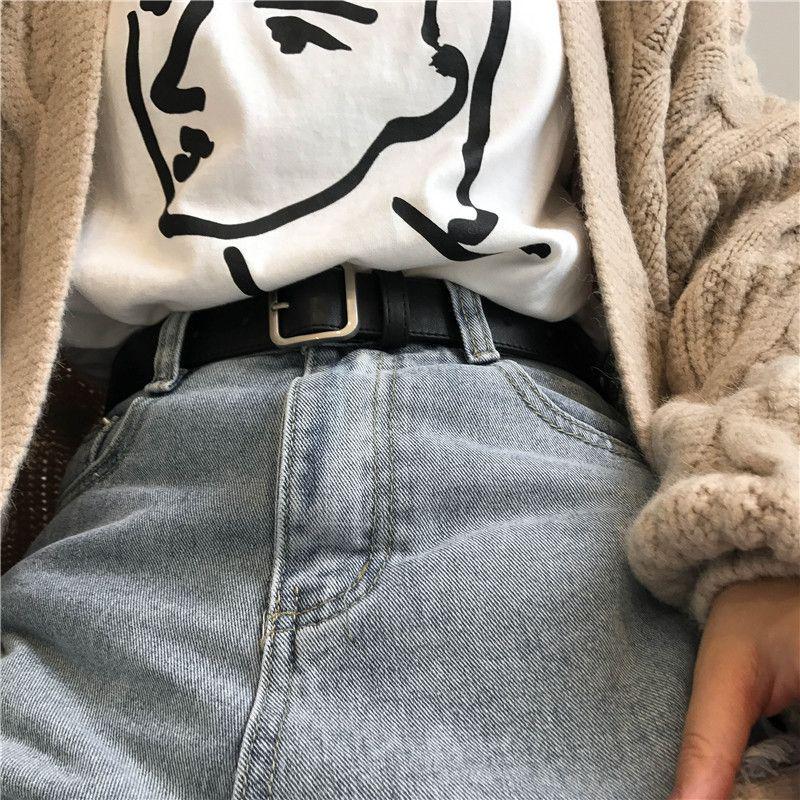 

Женский тонкий ретро-ремень: Простая, универсальная квадратная пряжка в корейском стиле для повседневного образа и модных джинсовых аксессуаров. One Size