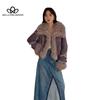 2024 New Rabbit Fur Fur Coat Female Short Lamb Hair Collar Fur Biker Jacket Fall and Winter Genuine Fur High Quality Coat