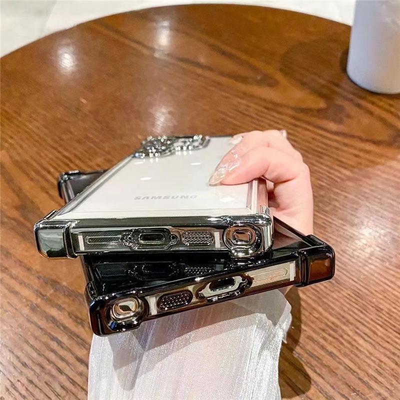 For Samsung Galaxy S25 Ultra Luxury Transparent Plating Frame Phone Case For Samsung S22 S23 S24 Plus A15 A55 Protective Cover