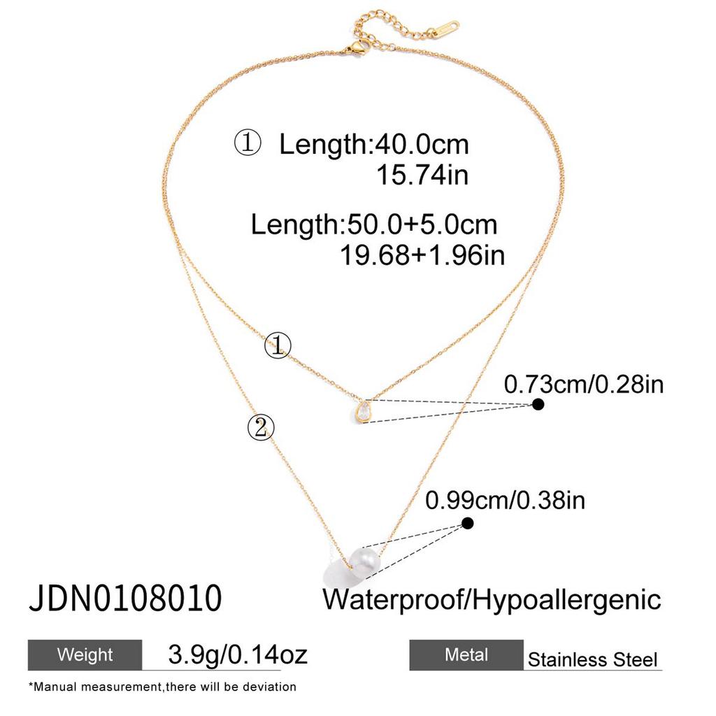 Titanium Steel Imitation Pearl Necklace Collarbone Chain Stainless Steel European and American Zircon Jewelry