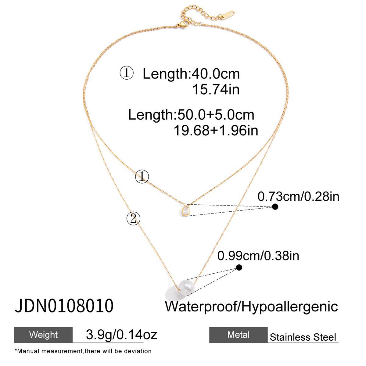 Titanium steel imitation pearl necklace collarbone chain stainless steel European and American zircon jewelry