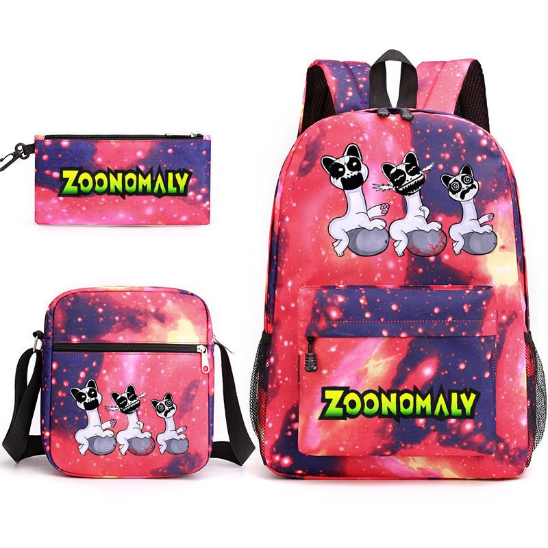 Deformed Zoo School Bag Male and Female Students Three-piece Large Capacity Backpack