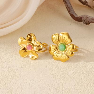 Retro Edelstahl Ringlicht Luxus High-End Gold farberhaltende Blumenzubehör Wind Blütenblatt Schmuck