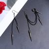 New Gothic Black Color Chain Rivet Asymmetric Earrings, Women's Personalized Punk Style Festival Party Accessories Gift