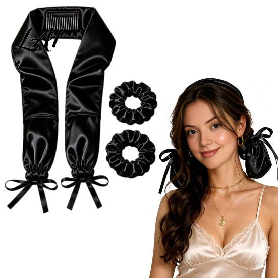 Women No Heat Curlers Hair Curling Headband with Scrunchies Curler Band Adjustable Drawstring Overnight Tool for Long Thick Sleeping