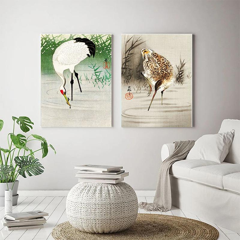 Stile Vintage Giapponese Uccello Pavone Fujiyama Poster e Stampe Pitture su Tela Retro Wall Art Immagini per Arredamento Casa Stanza