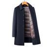 New Men's Lapel Wool Coat with Detachable Duck Down Liner - Business Casual, Autumn & Winter