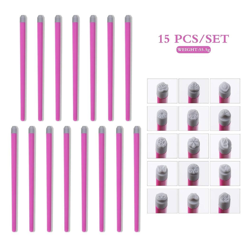 4/6/10/12pcs Nail Art Stamp Pen Set,Flower Butterfly Pattern Nail Transfer Print Tool, Non-Alcoholic Nail Stamping Kit For Women