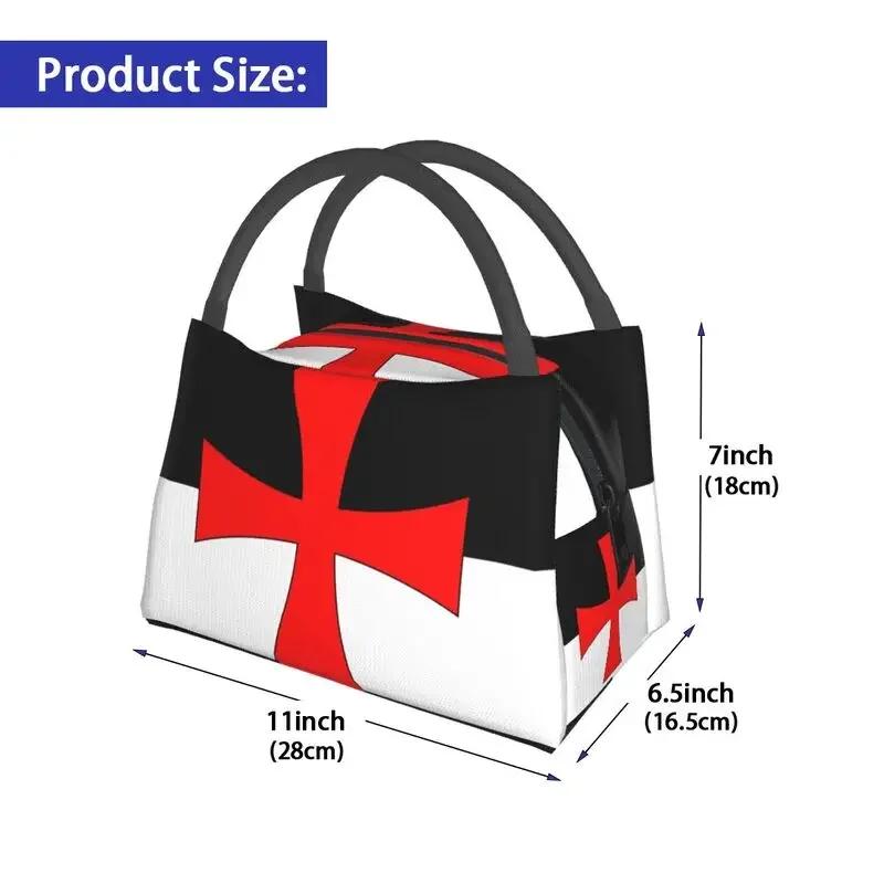 Flagge der Tempelritter Tragbare Lunchbox Kriegerkreuz Thermokühltasche Lebensmittelisoliert Lunchtasche Büro Arbeit Picknickbehälter