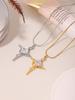 Qiong Yao Luxury Shimmering Star Zirconia Necklace with Personalized Stainless Steel Clavicle Chain, PVD Gold Plated.