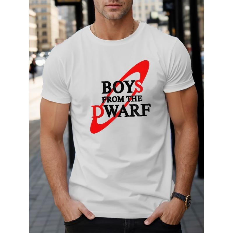 

European sizes Men s Casual Crew Neck T-Shirt - 100% Cotton Knit Fabric, Geometric Pattern, Regular Fit, Summer Top with BOYS FROM THE DWARF Print 4XL білий