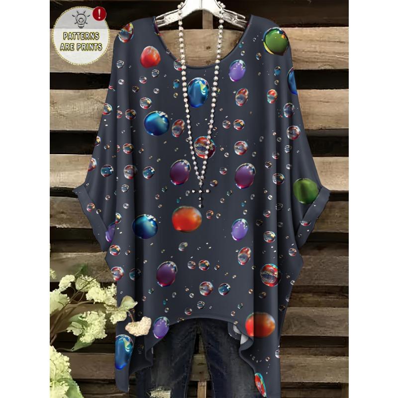 

Colorful bubble pattern all over printed short sleeves, women s plus size Plus T-shirt 1XL
